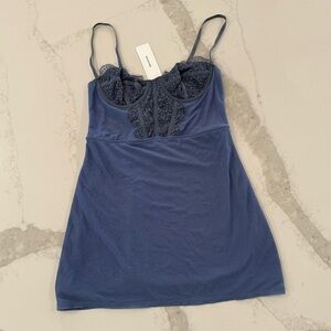 Urban Outfitters NWT Modern Love Bustier Mini Dress Womens Small BlueGray Corset